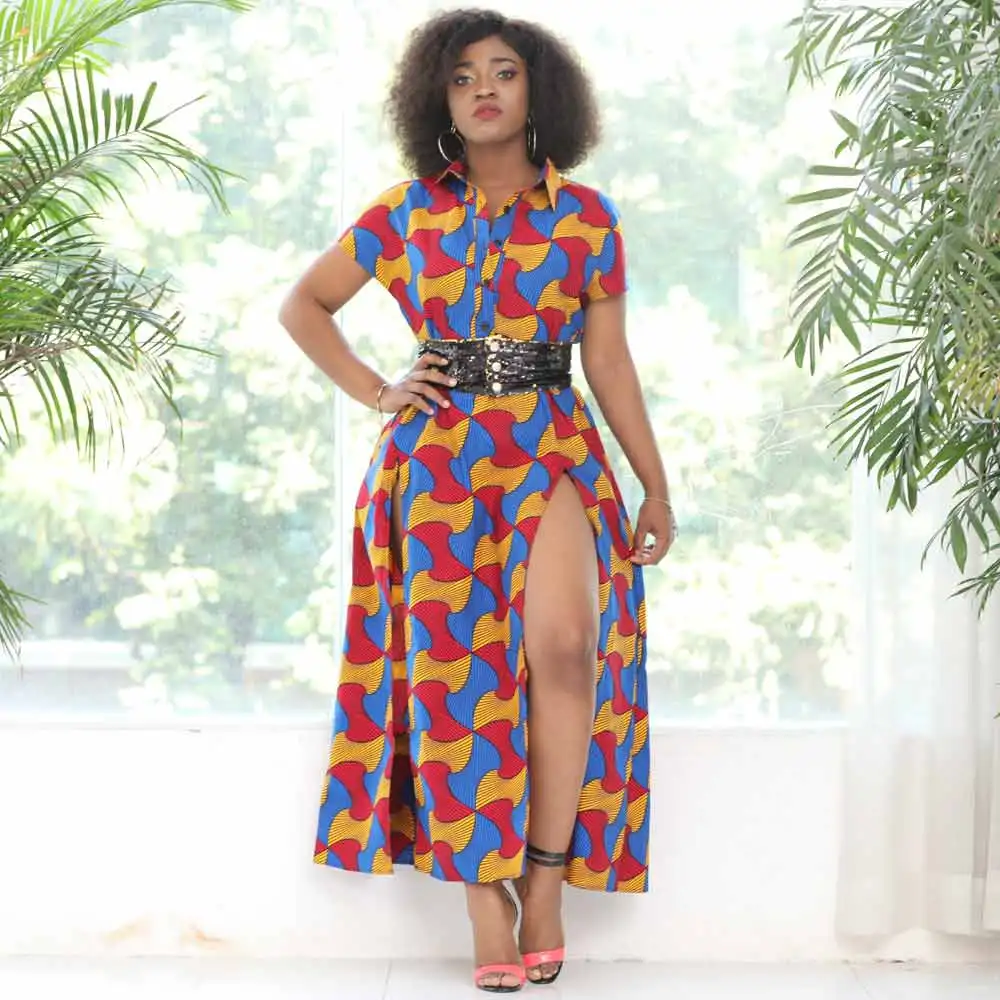 

Shenbolen African New Fashion Dresses For Women Ankara Wax Printing Cotton Fabric Fashion Sexy Dress