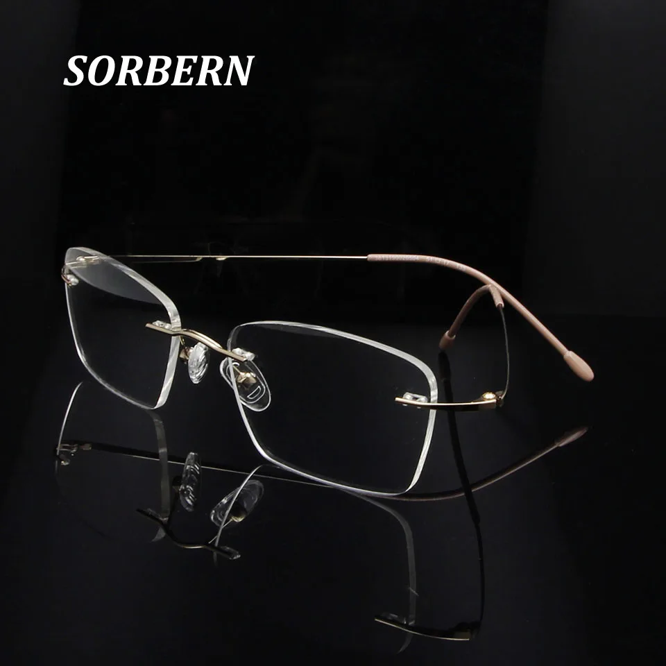 

SORBERN Ultralight Rimless Glasses Frame Women Optical Eyeglasses Frame Female Gold Spectacles For Woman Occhiali Da Vista Donna