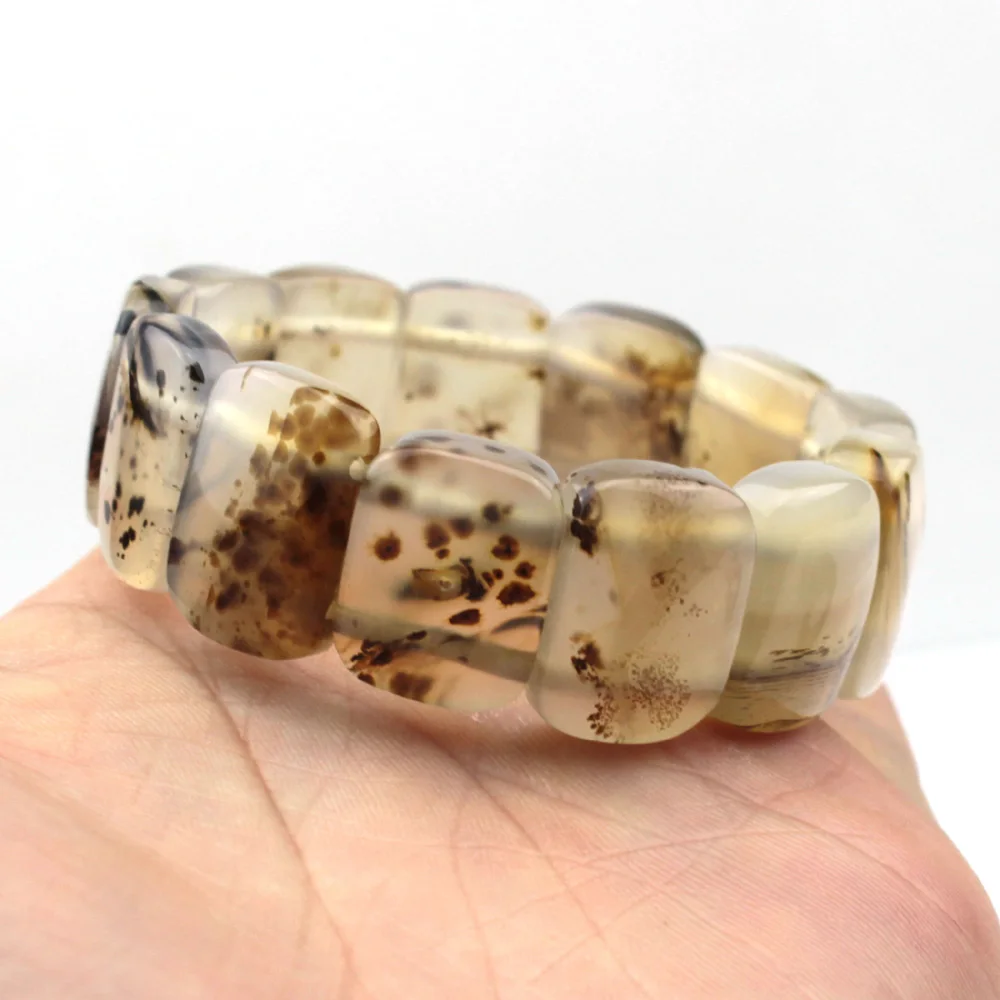 

natural gray leaf agates stone beads bracelet natural GEM stone bracelet DIY jewelry bracelet for woman free shipping wholesale