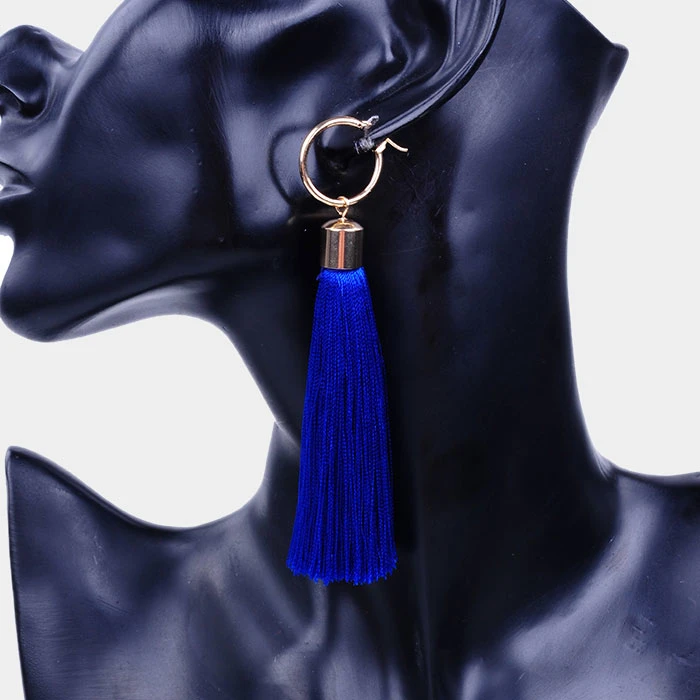 Amtal Women Metal Hoop with Long Tassel Earrings (1)