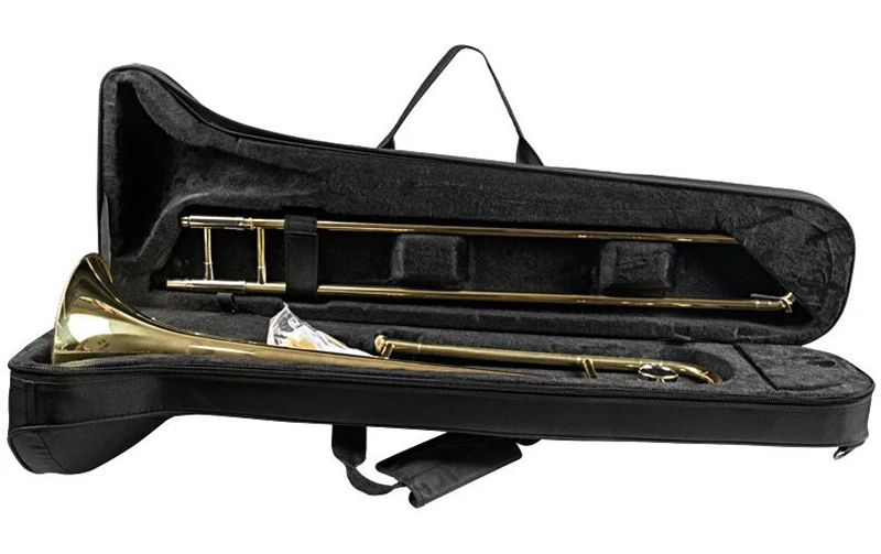 Теноровый тромбон Музыкальные инструменты Bb плоские тромбоны лак отделка с мундштук чехол перчатки, Чистящая салфетка