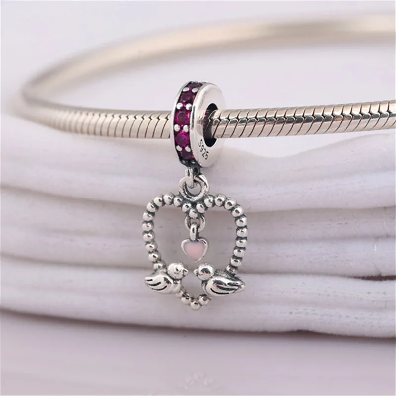 

Guaranteed Real 925 Sterling Silver Pendant CZ Love Bird Pendant New Bracelet Pendant Suitable for bracelets and necklaces