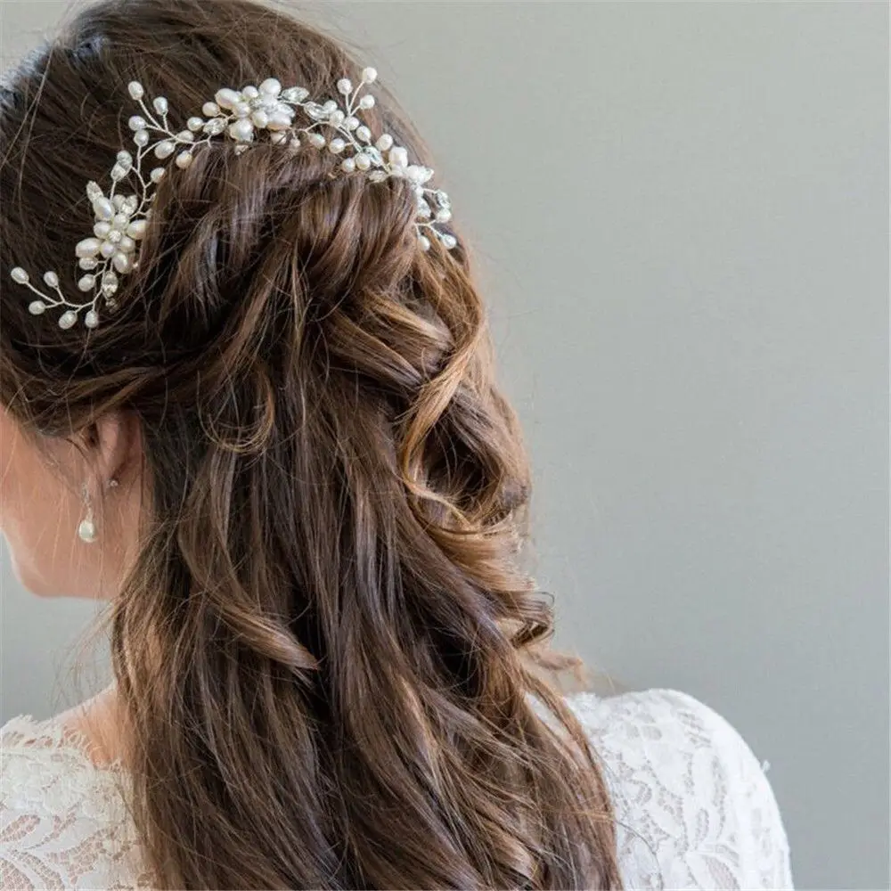 Винтажный Свадебный ободок с жемчужинами Цветок Хрустальная заколка для волос подружки невесты клип боковая расческа