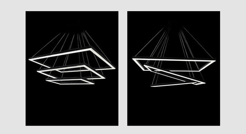 Современные промышленные черный светодио дный подвесной светильник прямоугольный круговой светильник Гостиная офисные площади кольцо