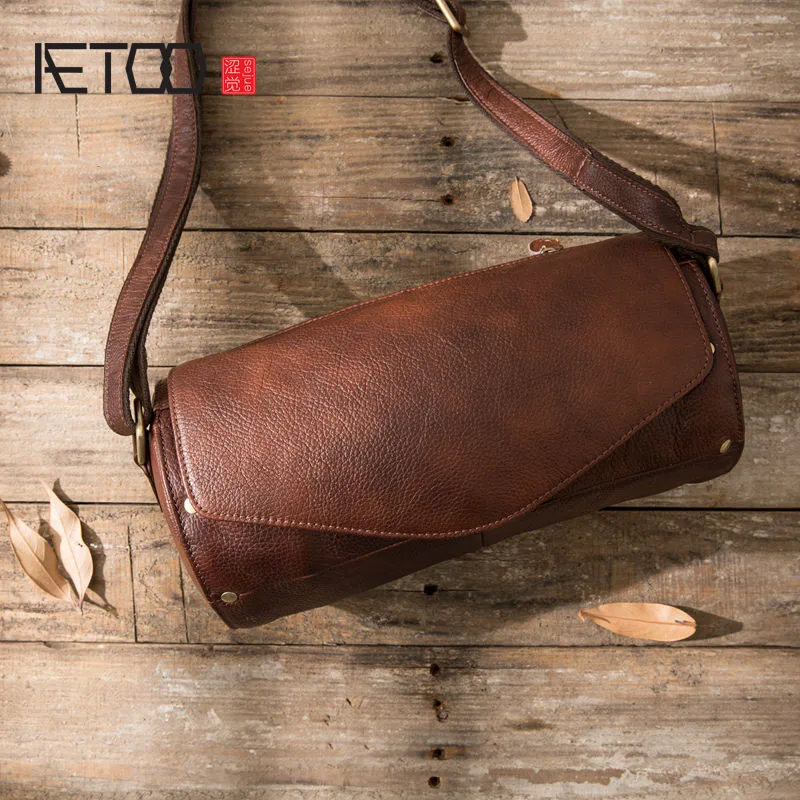 AETOO 2017 original retro first layer cowhide drum bag shoulder movement bucket bag handmade leather male bag Messenger bag AETOO 2017 original retro first layer cowhide drum bag shoulder movement bucket bag handmade leather male bag Messenger bag