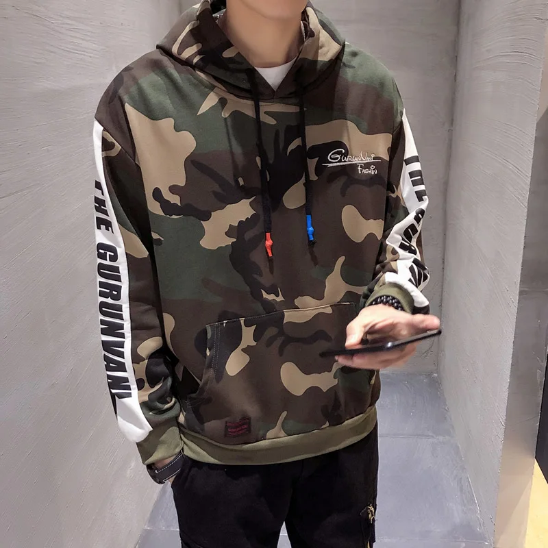 

Autumn Camouflage Print Hooded Streetwear Men Sudadera Hombre Sweatshirts Hoodie Harajuku Hip Hop Print Hoody Clothing Men