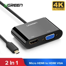 UGREEN Active Micro HDMI to HDMI VGA Video Converter Adapter with 3.5mm Audio Jack Micro HDMI Adapter for Ultrabooks Tablets PC