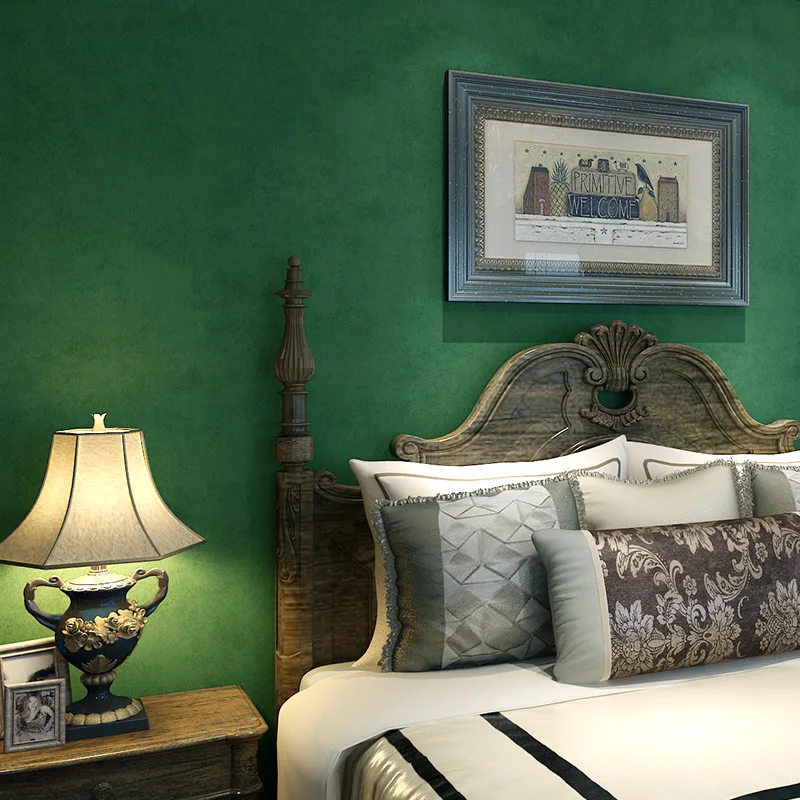 

Non-woven sticky have glue wallpaper dormitory black-green,pure color restoring ancient ways plain living room bedroomTV wall