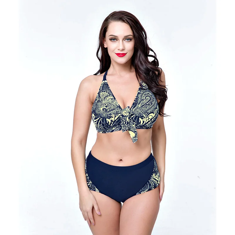 Women's Swimming Suit Plus Size Bikini Swimsuit Large Female Biquini Two Piece V Neck Separate Swimwear Beach Bathing Suits