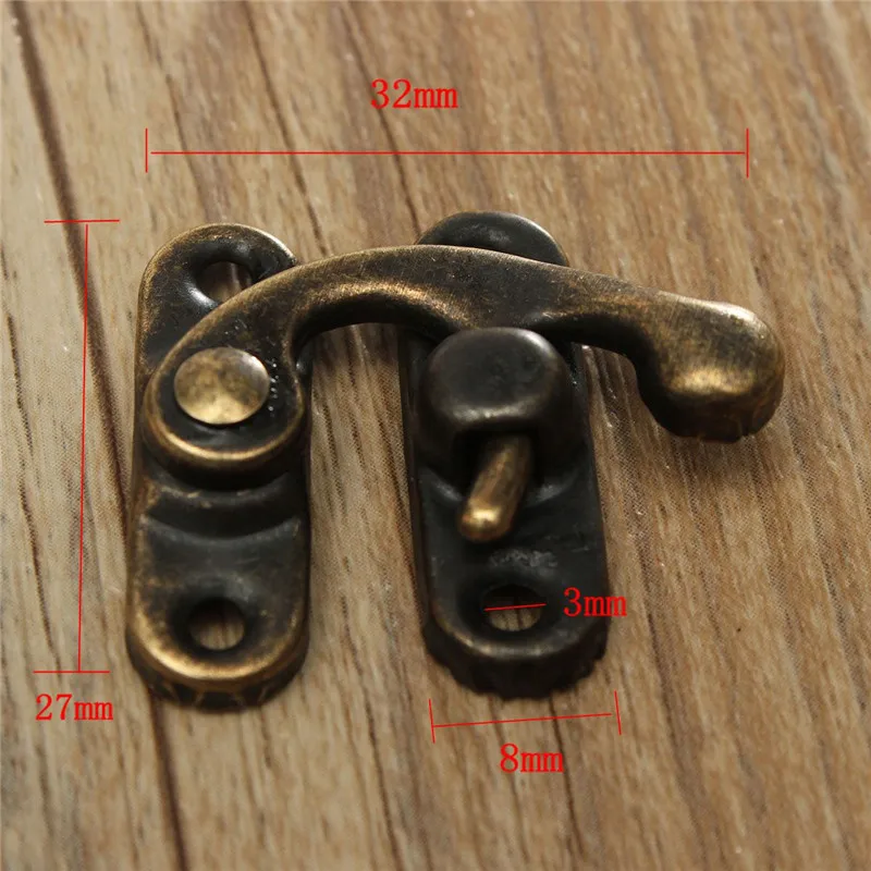 12PCS Antique Bronze Iron Padlock Latch Hasp Buckle Horn Lock Catch Clasp Hook Lock For Mini Jewelry Box For Furniture Hardware