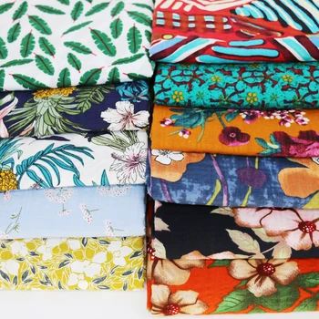 

50cm*145cm summer painting floral fabric light weight linen cotton seersucker