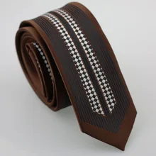 Тонкие узкие галстуки YIBEI Coachella, коричневые галстуки с каймой, узкие черные вертикальные полосы, галстук-бабочка черного и серебряного цвета