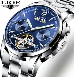 Новый LIGE часы Для мужчин Элитный бренд автоматические часы Для мужчин полный Сталь Водонепроницаемый Бизнес наручные часы Мода часы Relogio