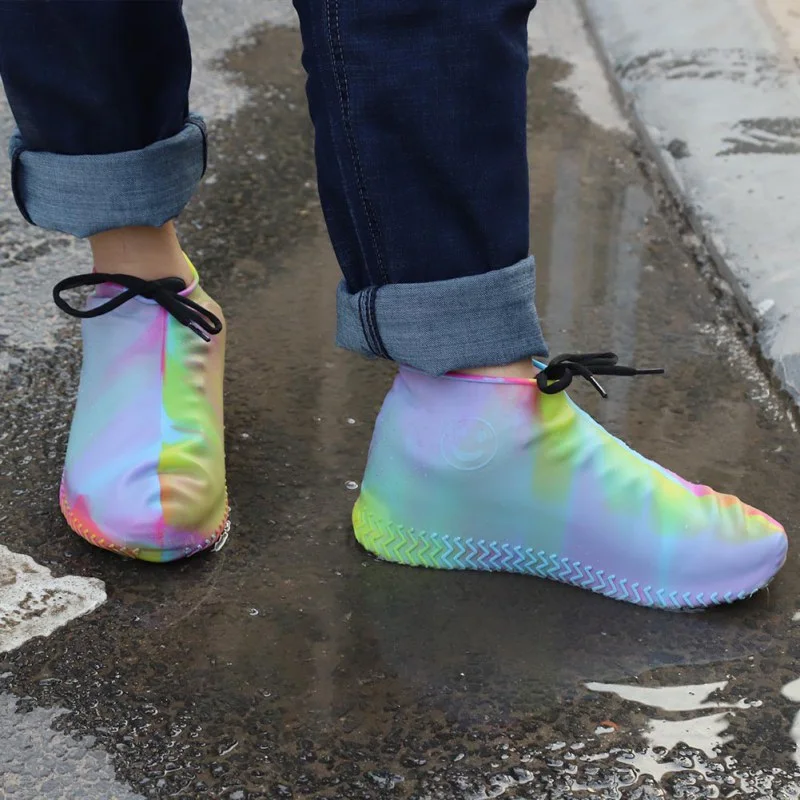 

Waterproof Rubber Shoes Cover Reusable Protector Unisex Women Man Zipper Rain Boot Covers High-Top Anti-Slip Rain Shoes Cases