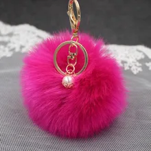 2016 Hot Sale Fluffy Ball Keychain Cute Pompom Simulation Rabbit Fur Ball Key Chain For Car Key Ring Car Bag Pendant Chaveiro lovely unicorn keychain fluffy rabbit fur ball key chain pompom artificial rabbit fur key ring women car bag pendant trinket