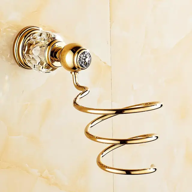 Antique Gold Bathroom Hardware Set Polish Crystal Brass Bathroom