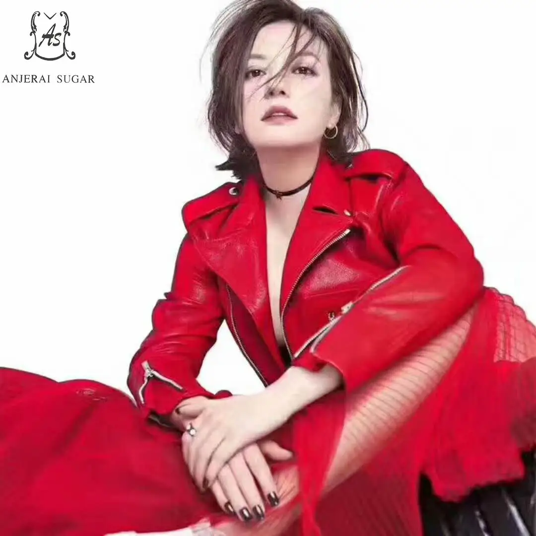 2019 New Spring Women Faux Leather Jacket Fashion Slim