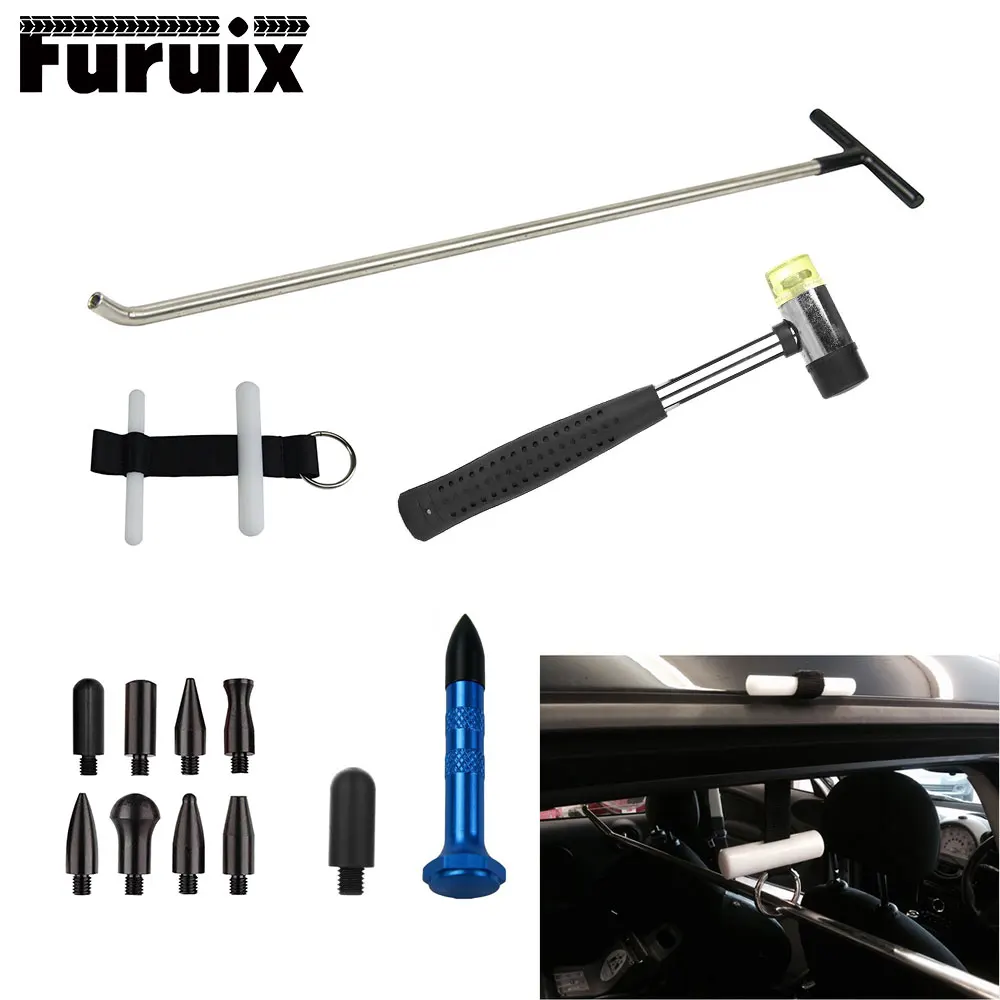 

Furuix PDR Rod Hooks Tool Kit for Dent Hail Repair with Tap Down Hammer Dent Removal Dent Repair Tool Set
