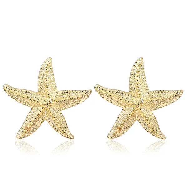 HUANZHI преувеличенные большие простые дизайнерские морские звезды с золотым металлическим покрытием Висячие серьги для женщин для путешествий пляжные Ювелирные изделия Подарки - Окраска металла: A