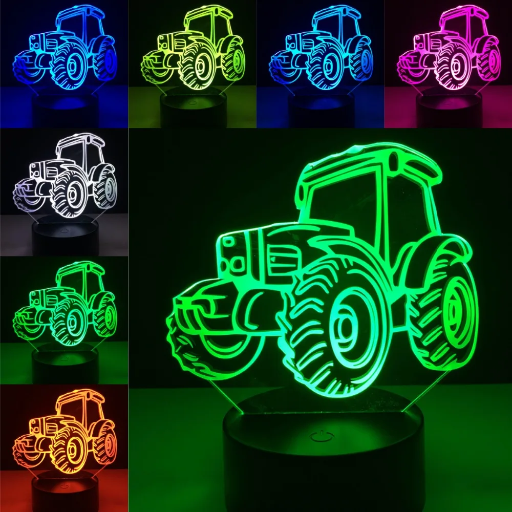 Модный креативный трактор Sandcar 3D Lamplight светодиодный USB Ночная Атмосфера света многоцветная сенсорная декоративная настольная лампа детские подарки
