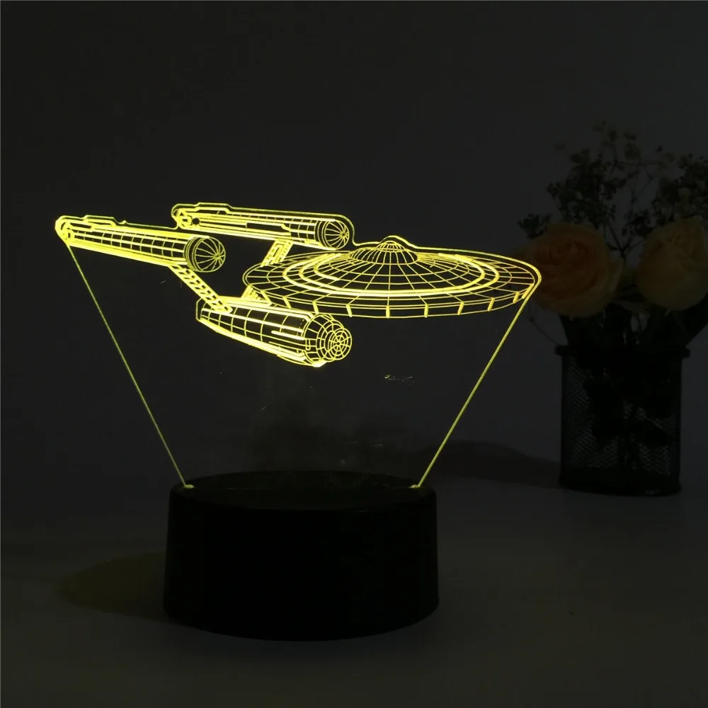 

Spaceship Shape 3D Lamp LED Night Light 7 Colors Changing Desk Table Lamp Halloween Present Gift Decor