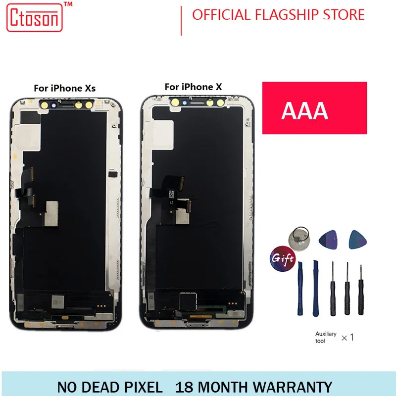 

Ctoson For IphoneX Screen AMOLED For Iphone XS Display LCD Liquid Screen Replcement Assembly Parts Easy to install