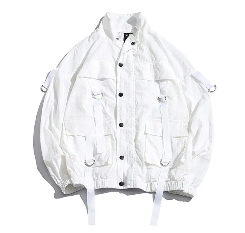 Новое поступление мужской модный мужской комбинезон тонкий Бомбер куртка летняя лента свободный карман пальто хип-хоп ветровка американский размер