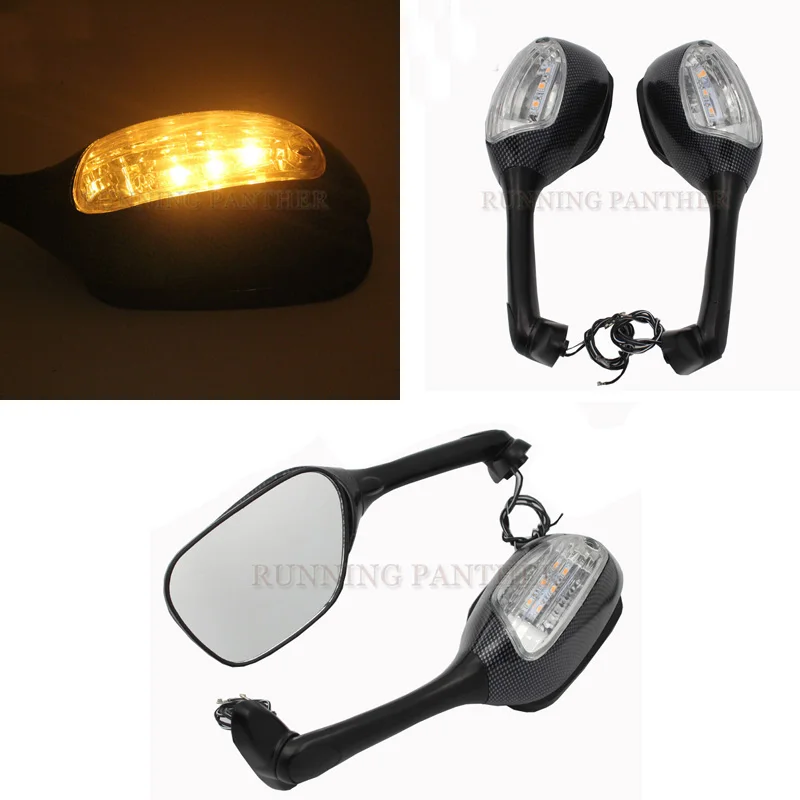 

hight quality Led Side Carbon Mirrors Flasher For Suzuki GSXR 600 750 06-15 GSXR1000 05-15