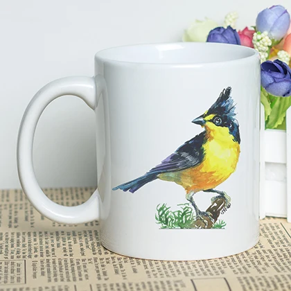 11 унций керамическая чашка с изображением птиц для кофе, чая, молока, пива кружка с фантастической печатью птицы тематические декоративные кофейные кружки для любителей птиц - Цвет: K