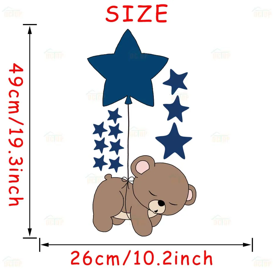 Cute Quite Sleep Bear with Stars Wall Decals Children's Kids Cartoon DIY Art Vinyls Stickers Bedroom Home Decor Mural Wallpaper