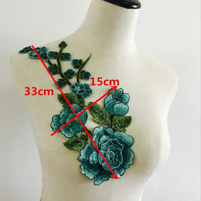 1 Pair Rose Flower Applique Embroidered Floral Collar Sew Patch Bust Dress BD_lp 