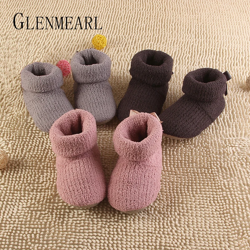 

2019 New Super Quality Women Slippers Warm Home Shoes Indoor Floor Socks Fall Winter Soft Floor Slipper Grey Pink Brown XP35