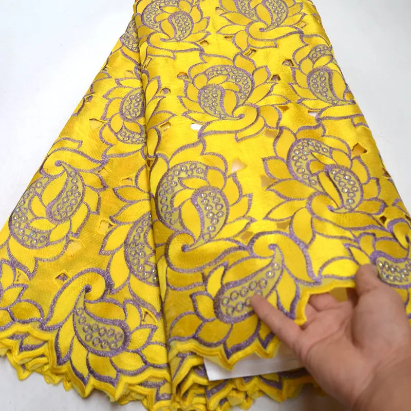 FolaSade/Лидер продаж, нигерийская кружевная ткань, новейшая желтая швейцарская вуаль, кружевная ткань высокого качества из хлопка, TZ866