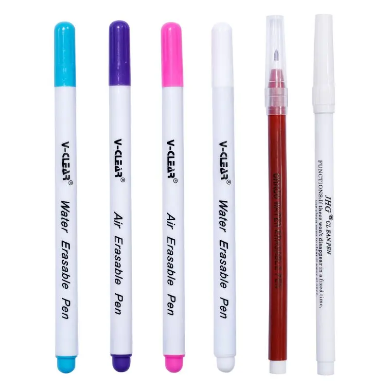 6 шт. воздухостираемая ручка легко вытирается водорастворимый маркер для ткани Авто-ручка с исчезающими чернилам для маркировки ткани DIY швейный инструмент