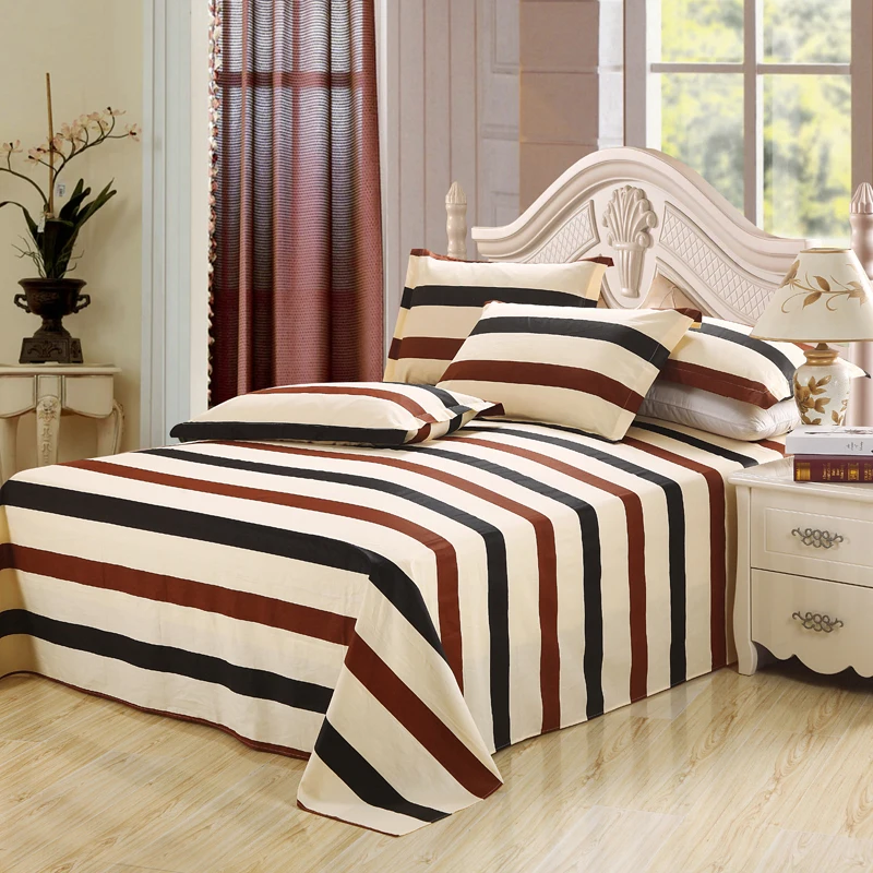 Cotton Stripe Bed Sheets 3 Pieces (1 bedsheet + 2 pillowcases) Home