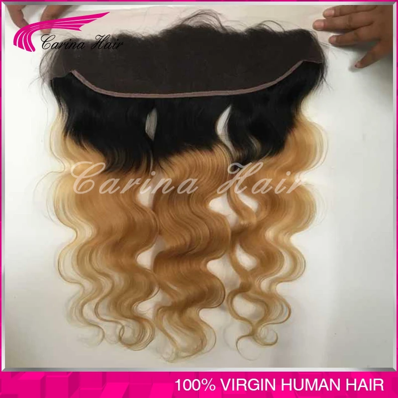 Brazilian Dark Blonde Hair 4 Bundles With Lace Frontal Closure Ear