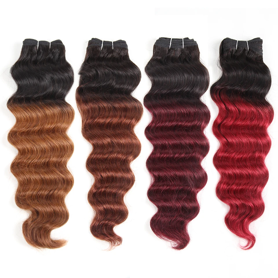 Joedir Pre-Colored Deep Wave Brazilian Hair 100% Human Hair Bundles Remy Weave Ombre Color Pink Blue Purple