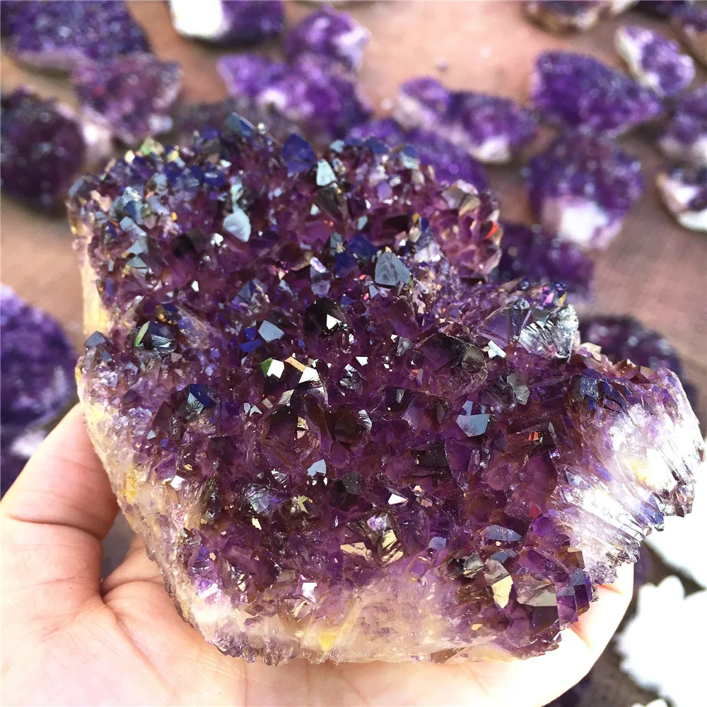 500-1000 г натуральные кристаллы аметиста кварц кластера точка фиолетовый кристалл Druse Vug образцы минералов рейки заживление