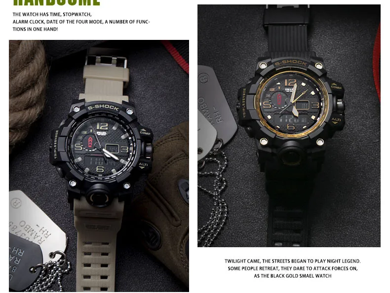Модные спортивные часы супер классные Мужские кварцевые цифровые часы мужские спортивные часы люксовый бренд светодиодный военный