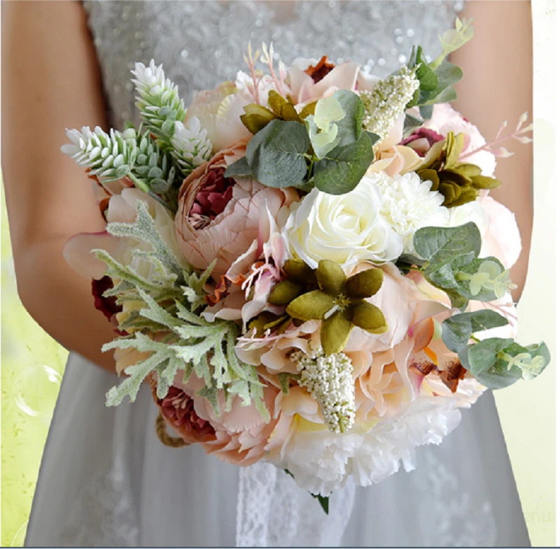 Buquê de flores artificiais europeu, flor natural, vestido de casamento,  novo design|bridal hand bouquet|hand bouquetbridal bouquet - AliExpress