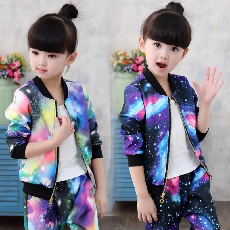 2018 Jacket For Girls Children Clothes Sets Kids Fashion Sports Suit Baby Girls Jacket Coat Pants