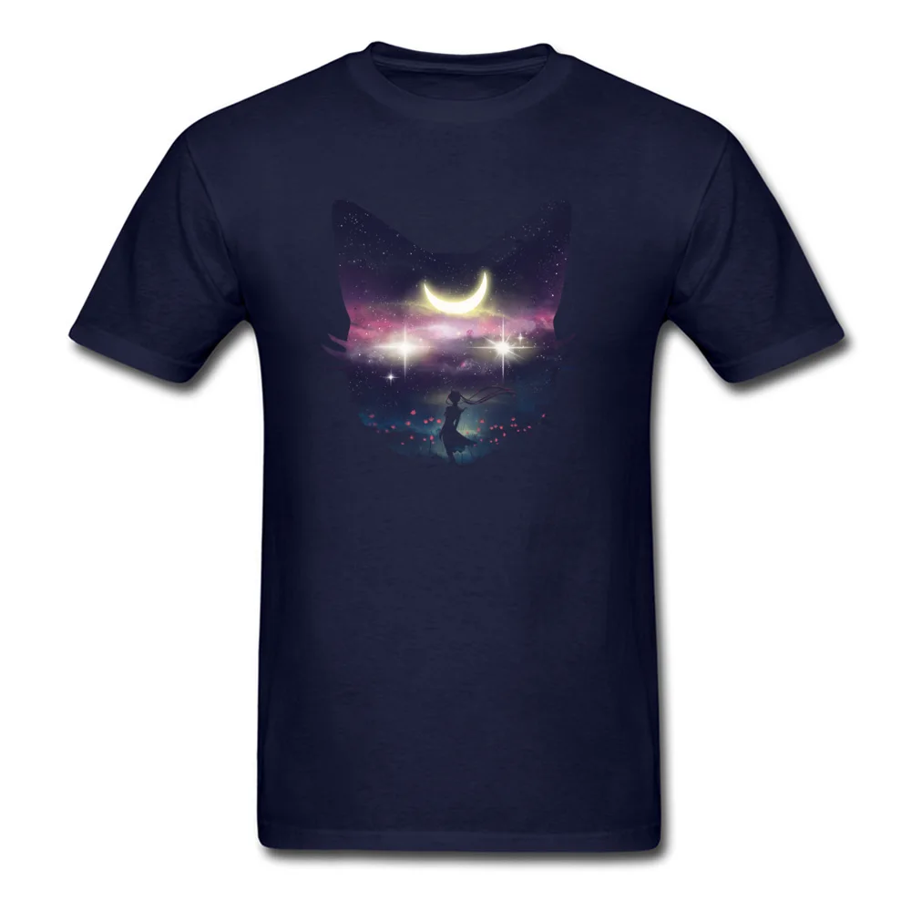 Moon Chaser Tops Tees Graphic Crewneck Birthday Short Sleeve Pure Cotton Men T Shirt Printed On Tees Free Shipping Moon Chaser navy