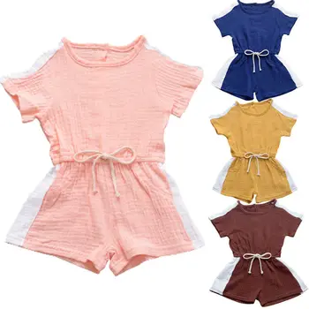 

6M-4Y Kids Baby Girl Short Sleeve Loose Cotton Romper Jumpsuit Playsuit Outfits Summer Clothes