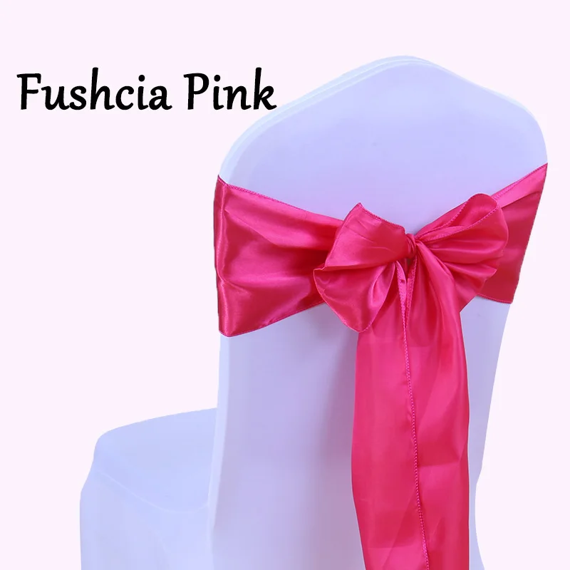Набор из 25 атласная лента на стул бант свадебное украшение для стульев банкет - Цвет: Fushcia Pink