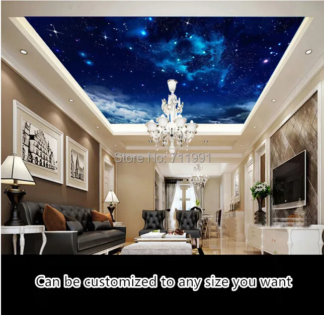 Us 29 9 Custom Ceiling Wallpaper Nebula In The Night Sky 3d Wallpaper For The Living Room Bedroom Ceiling Background Waterproof Pvc In Wallpapers