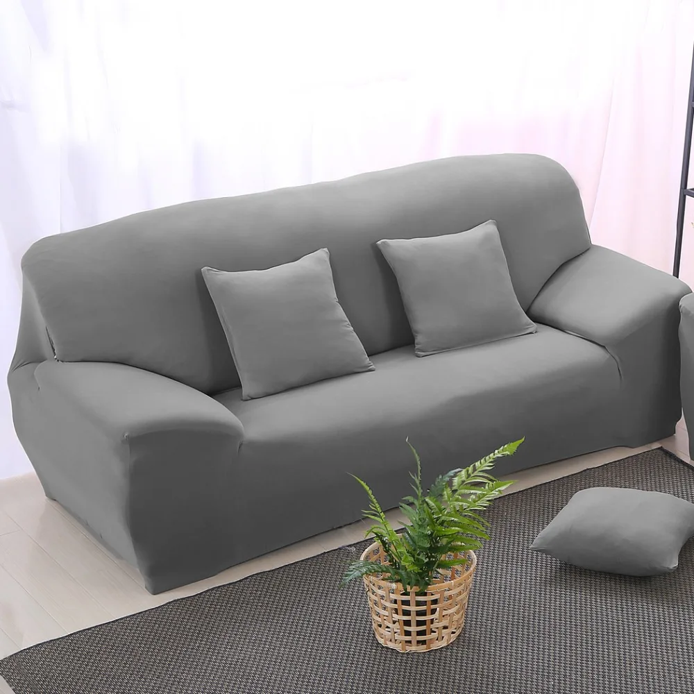 Серое эластичное растягивающееся покрывало для дивана, однотонное нескользящее кресло, диванное покрытие для дивана, одно/два/три/четыре сиденья, 1 шт