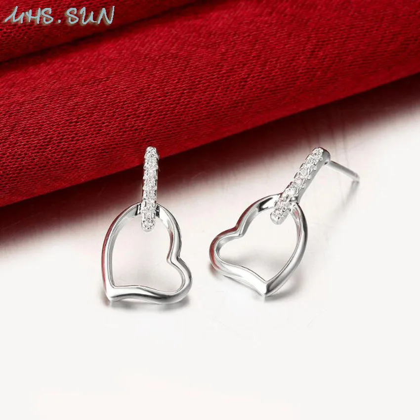 4,$1.99,   European Style Heart Zircon Earrings Crystal Stud Earrings Women Fashion Earrings Jewelry For Valentine's Day Gift (4)