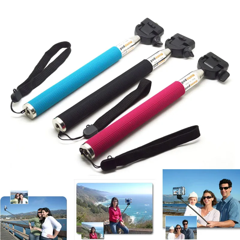 Koop Gratis verzending! draagbare handheld zelfontspanner monopod actie camera statief + gratis mobiel holder gopro iphone 4 5 samsung