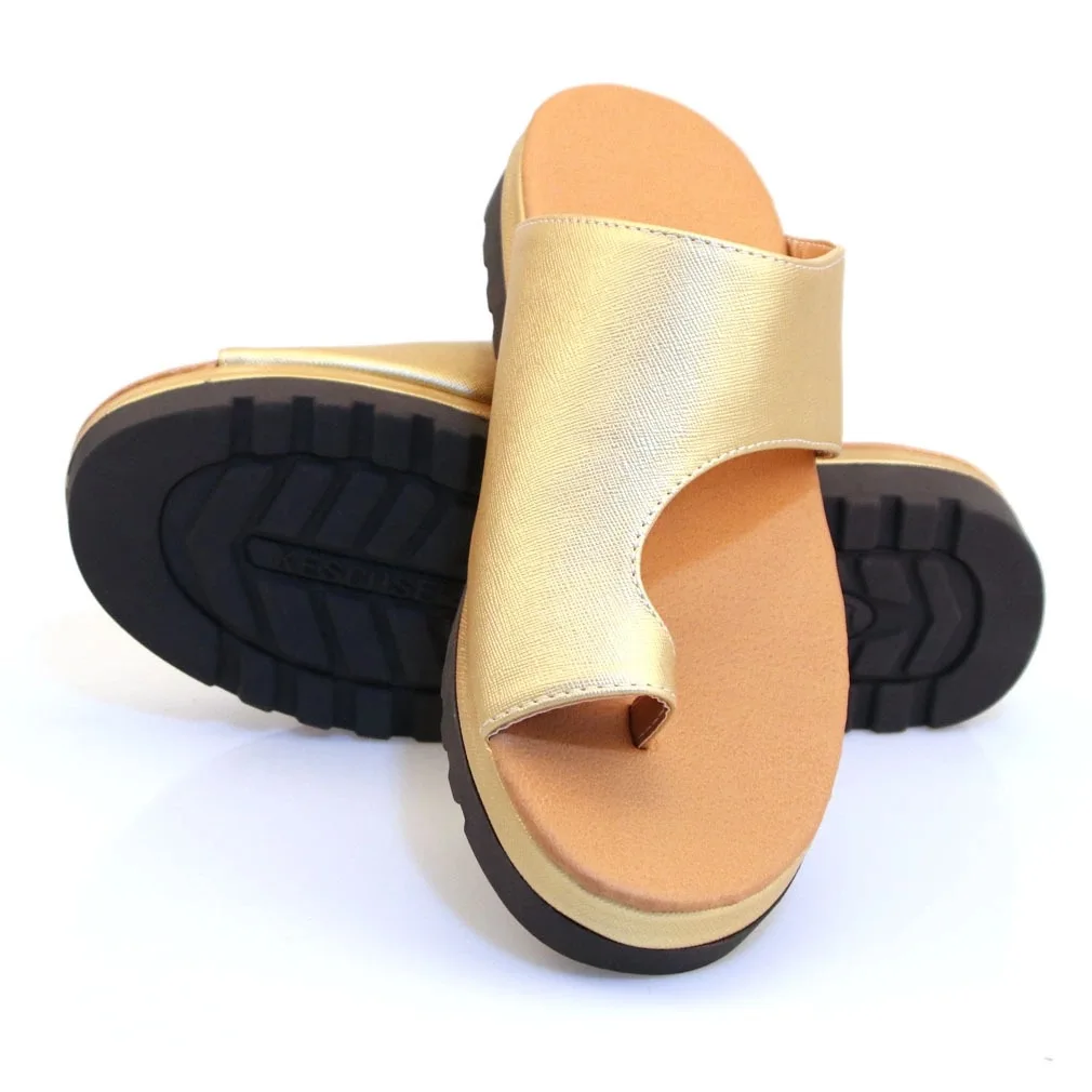 Женская обувь из искусственной кожи; удобная обувь на плоской платформе; женские повседневные мягкие босоножки с коррекцией стопы и большим носком; ортопедический корректор