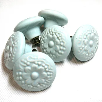 

6pcs Emboss Relief Style Ceramic Handle Plum Blossom Design Kitchen Cupboard Children Room Pull Handle Kids Room